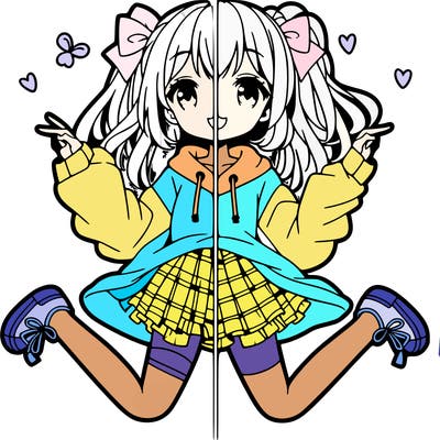 cute anime split girl