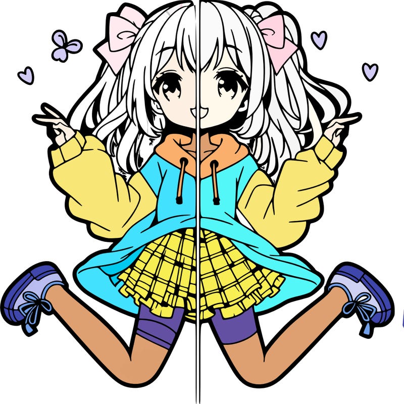 cute anime split girl