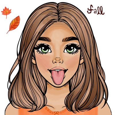 realistic girl with her tongue out