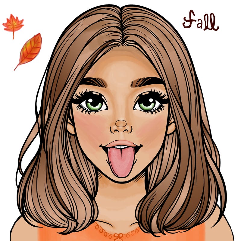 realistic girl with her tongue out