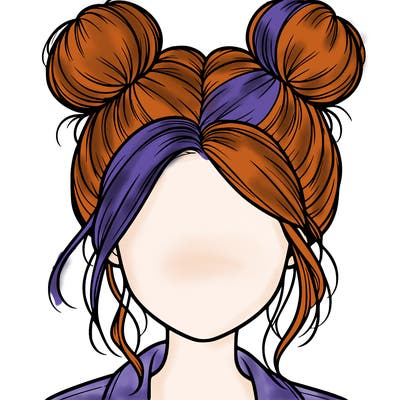 realistic girl with buns on the top of her hair