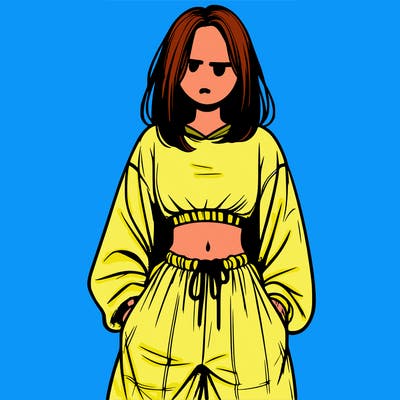 realistic girl faceless with baggy pants and a crop top