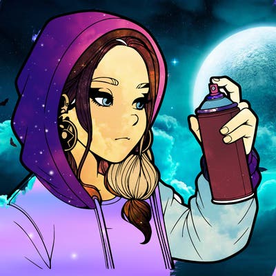 a realistic girl, spray painting