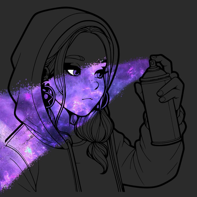 a realistic girl, spray painting