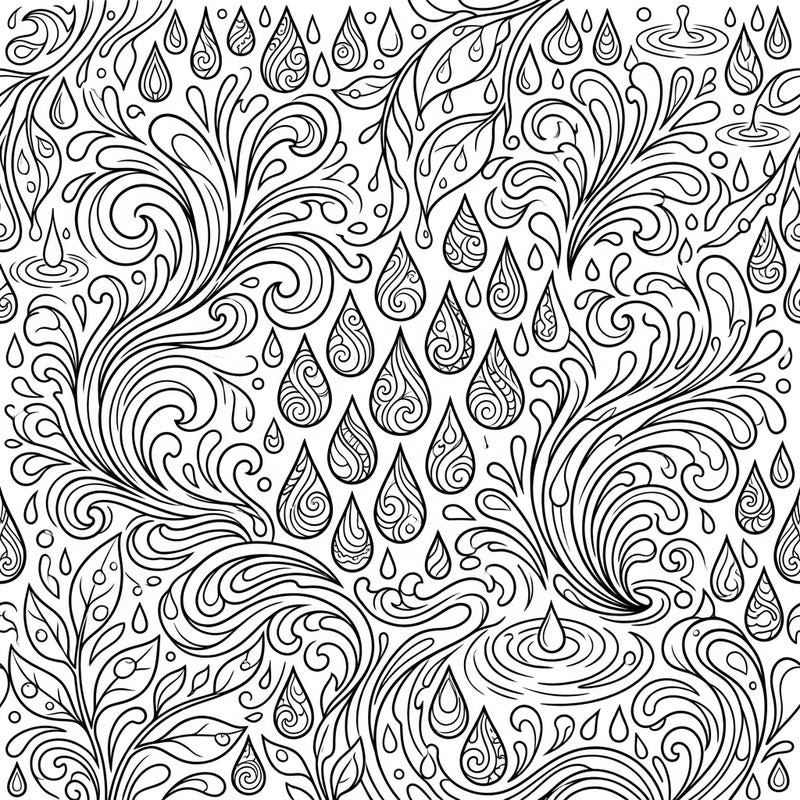 Immerse yourself in the calming beauty of water with this intricate raindrop pattern coloring page designed specifically for seniors. Featuring large print and clear outlines, it offers a relaxing and accessible creative escape.