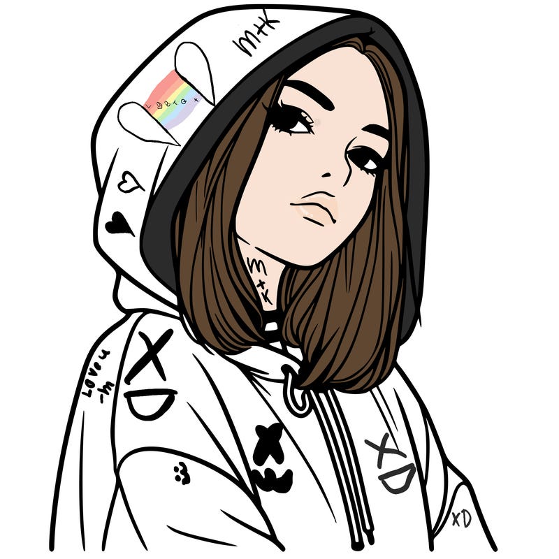 a realistic girl in a hoodie