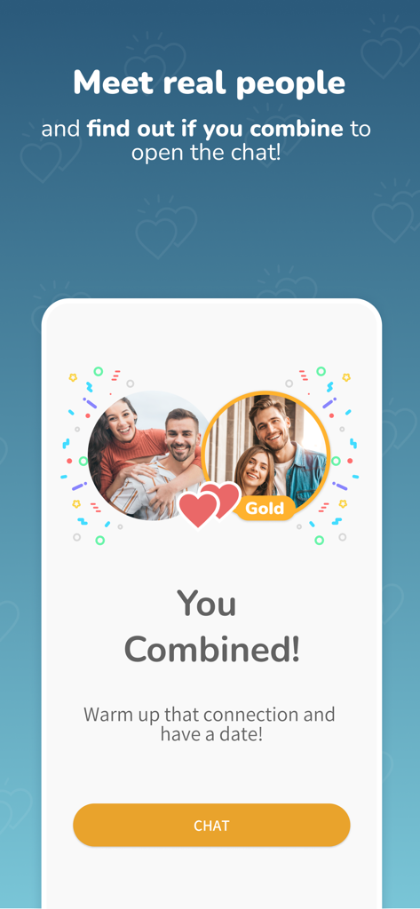 ysos: Couple meeting & dating - A match screen in the ysos dating app showing two couples who have combined to start a chat.