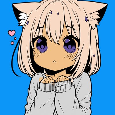 shy anime catgirl