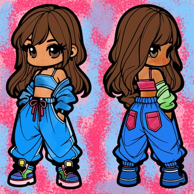 girl in crop top and baggy pants