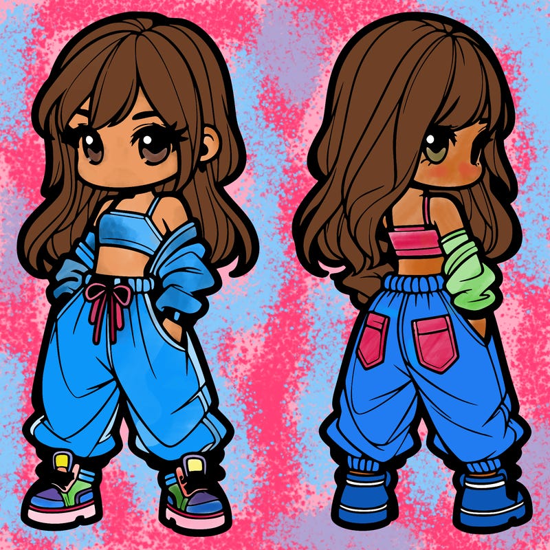 girl in crop top and baggy pants