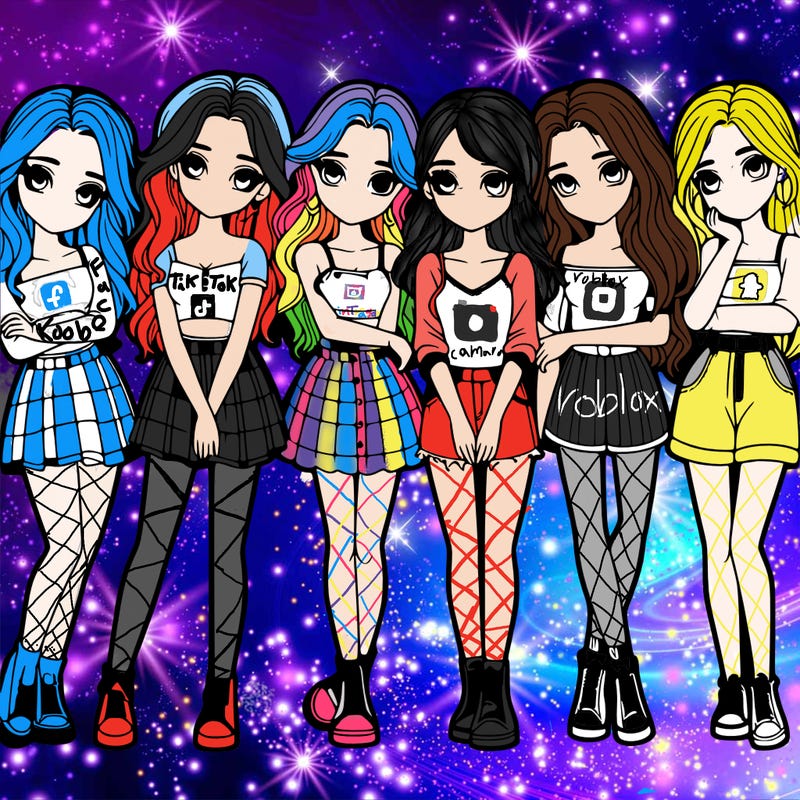 a group of girls realistic