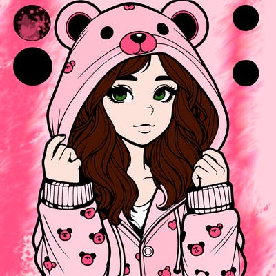 realistic girl in a animal pjs hoodie