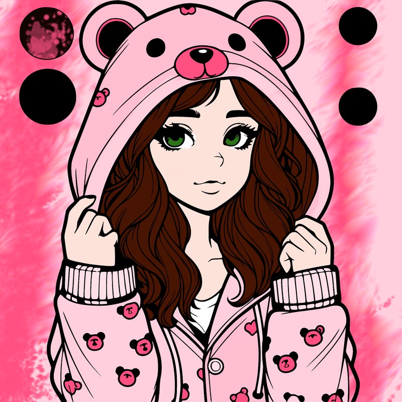 realistic girl in a animal pjs hoodie