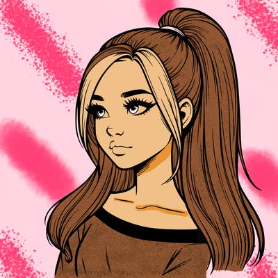 realistic girl with a high ponytail