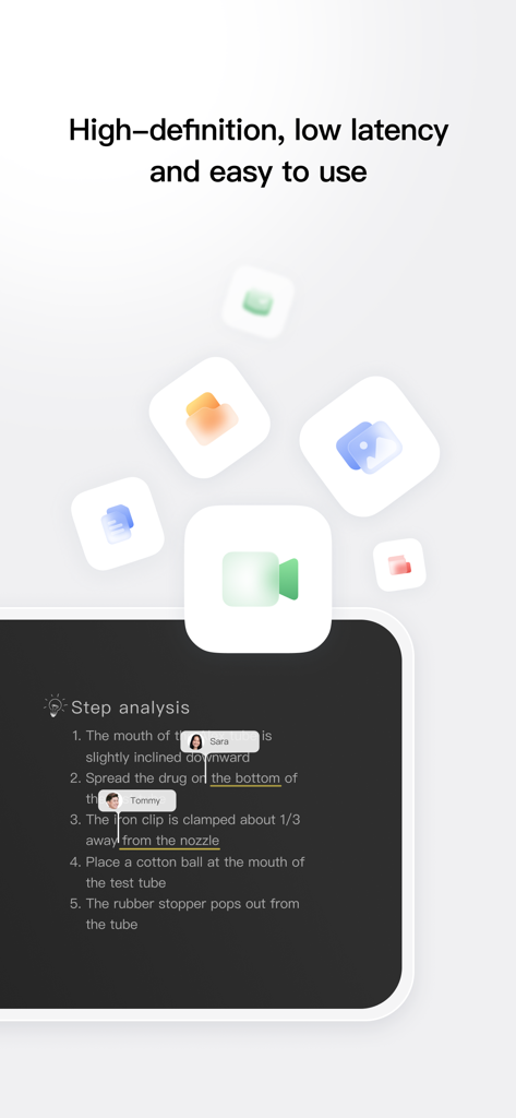 ClassIn Mirror - ClassIn Mirror app interface showing a science experiment step analysis with teacher and student annotations.