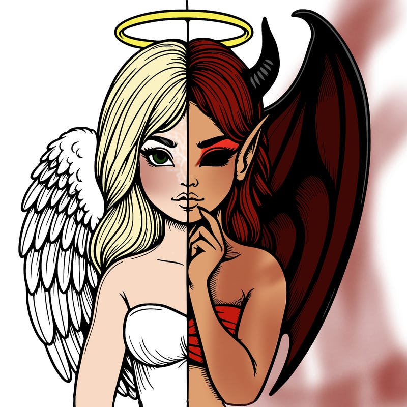 realistic angel half demon