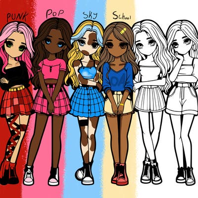 a group of girls realistic