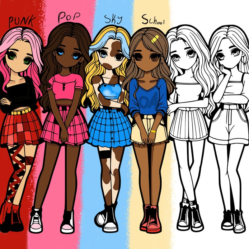 a group of girls realistic