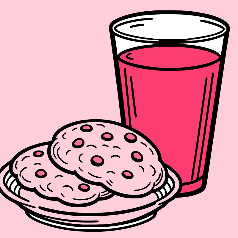 plate a cookies  and a glass of milk