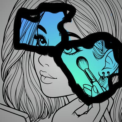 a realistic girl doing her makeup