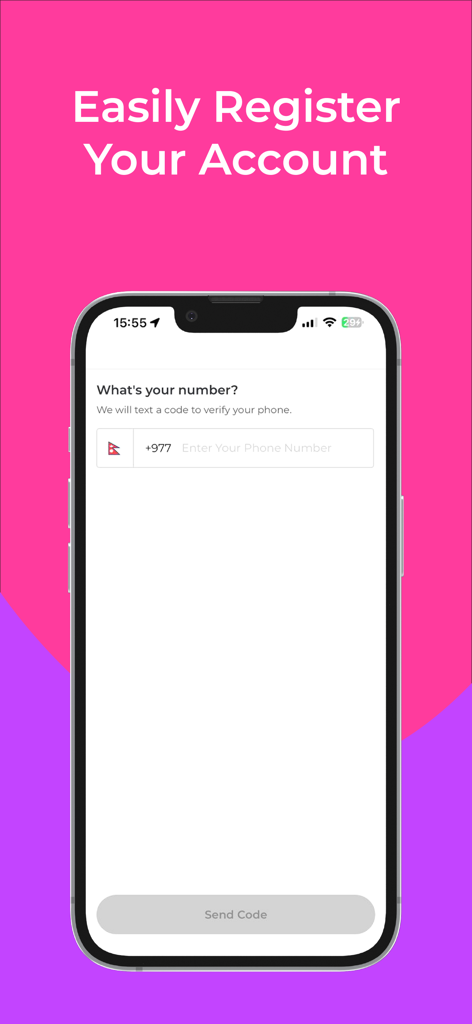 Tootle app registration page for phone number verification