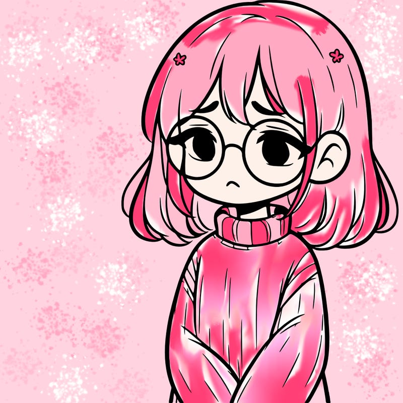 sad girl with glasses in a sweater