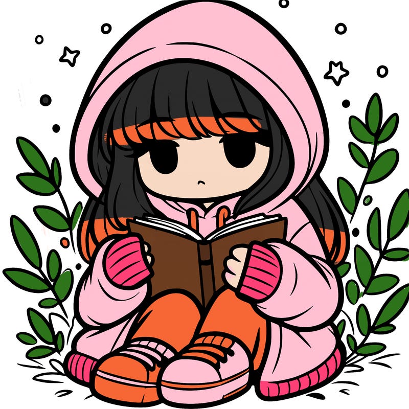 girl in oversized hoodie reading a book