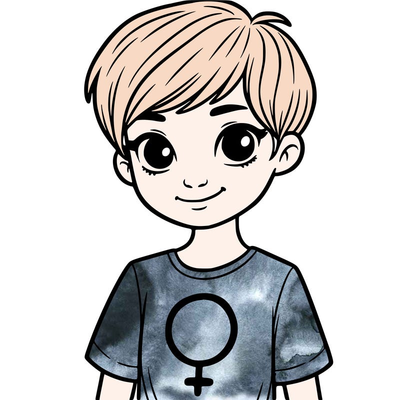 girl with pixie cut and feminist shirt