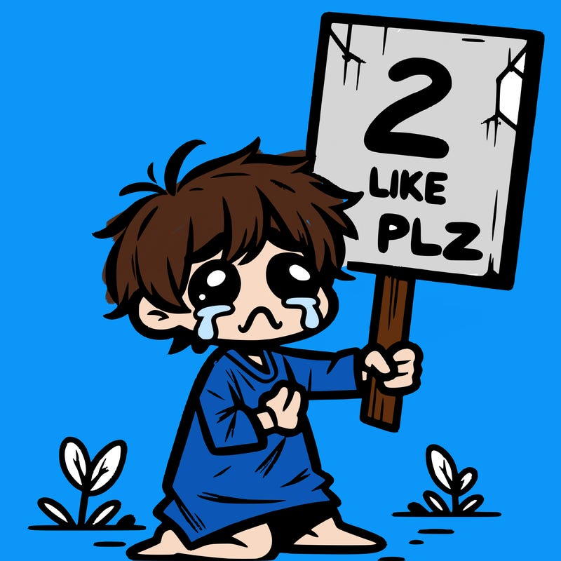 small poor toddler crying with sign that says 2 like plz