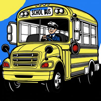school bus with driver