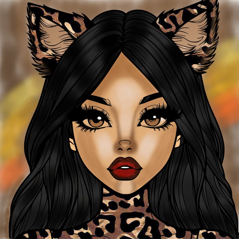 realistic girl with fox ears and realistic lips