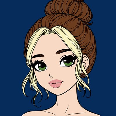 realistic pretty girl with hair in bun