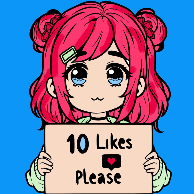 a girl with a sign saying 10 likes please