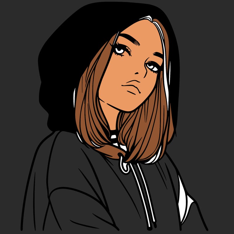 a realistic girl in a hoodie