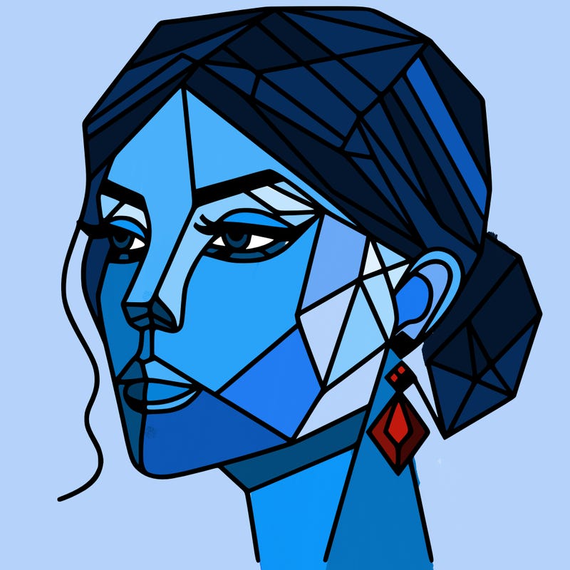 geometric art illustration of a woman's face