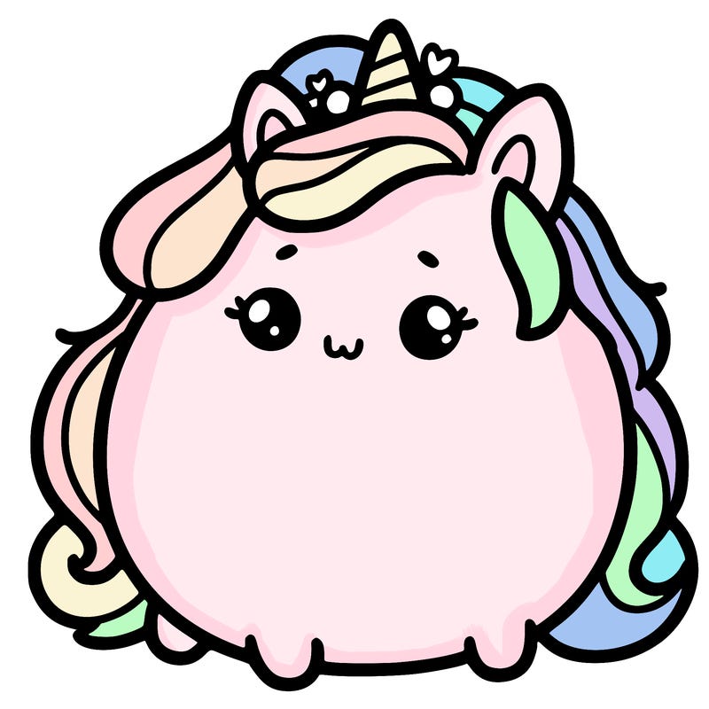 cute round fat unicorn