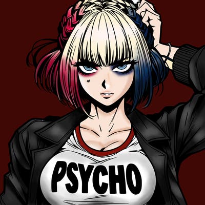 badass, pyscho female manga character