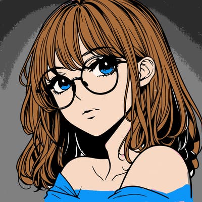 manga woman character with glasses and nice lips