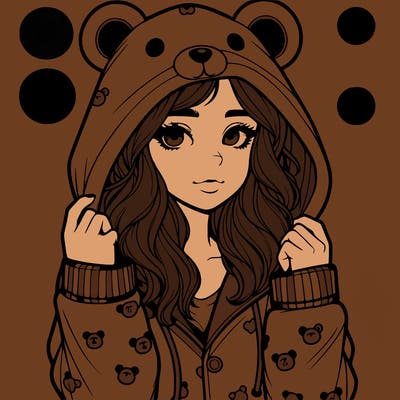 realistic girl in a animal pjs hoodie