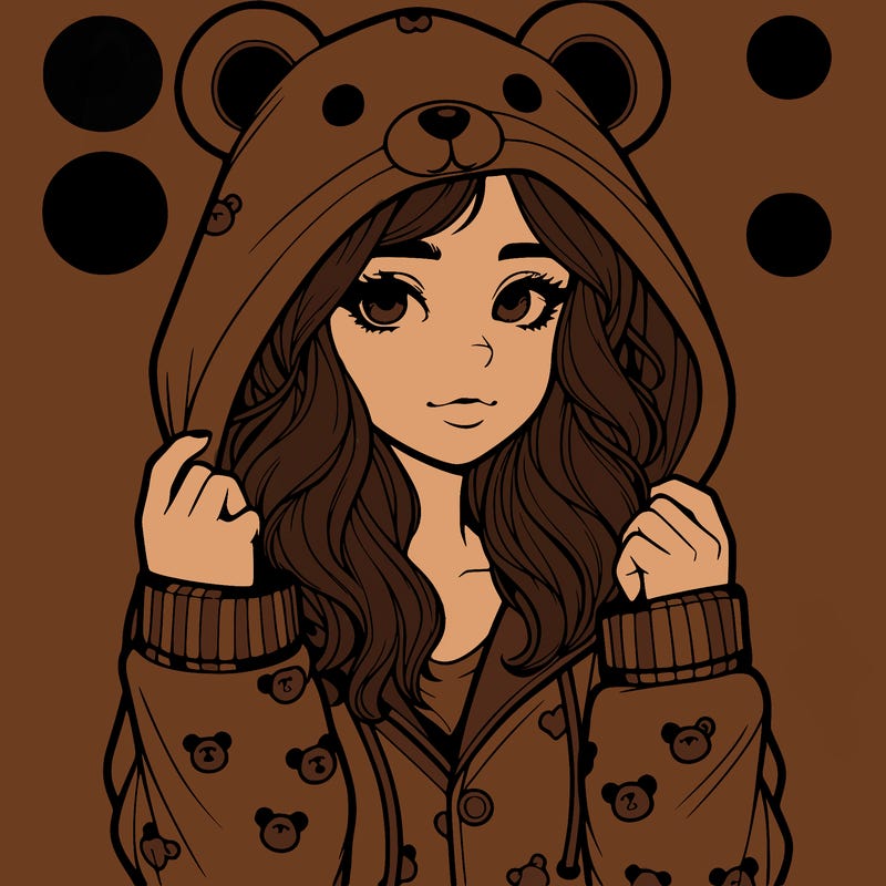 realistic girl in a animal pjs hoodie