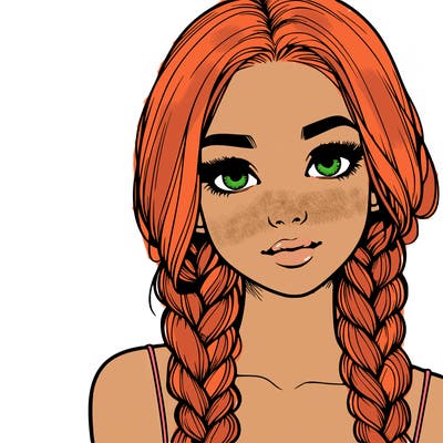 realistic girl with braids