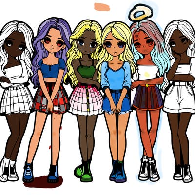 a group of girls realistic