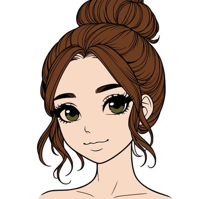 realistic pretty girl with hair in bun