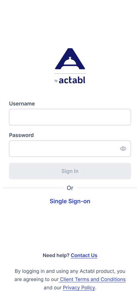 Alice by Actabl - Alice by Actabl mobile app login screen