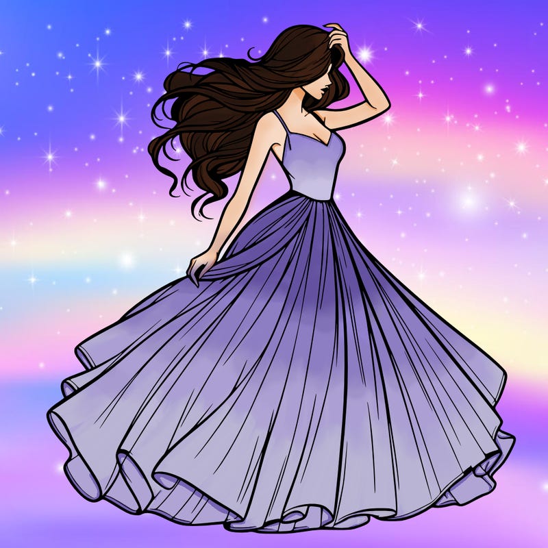 realistic woman with dress flowing in the wind