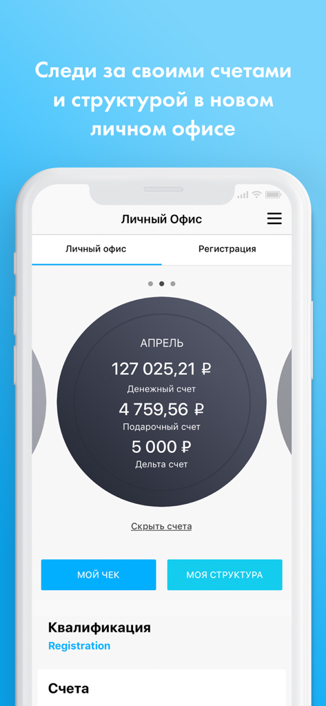 Dashboard of the NL Store app personal office showing account statistics