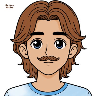 16 years old boy with shoulder length hair with mustache