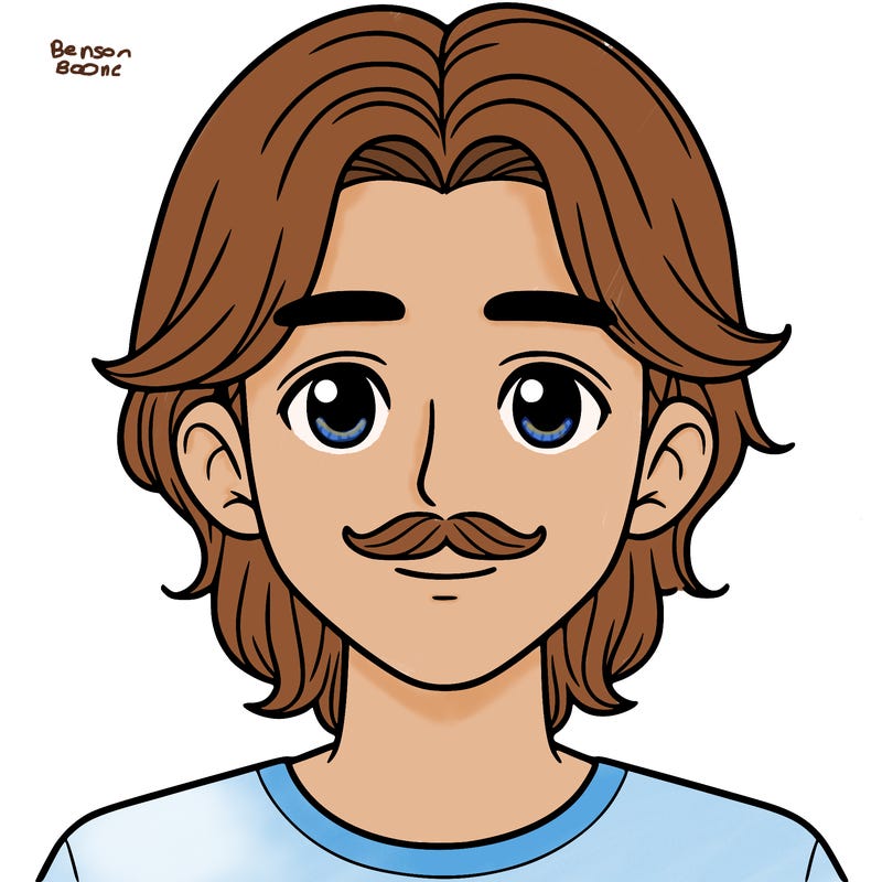 16 years old boy with shoulder length hair with mustache