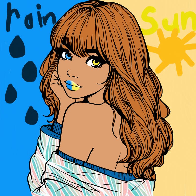 realistic girl with bangs looking over her shoulder