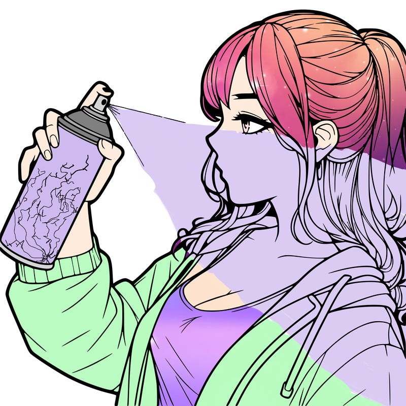 a realistic girl spray, painting